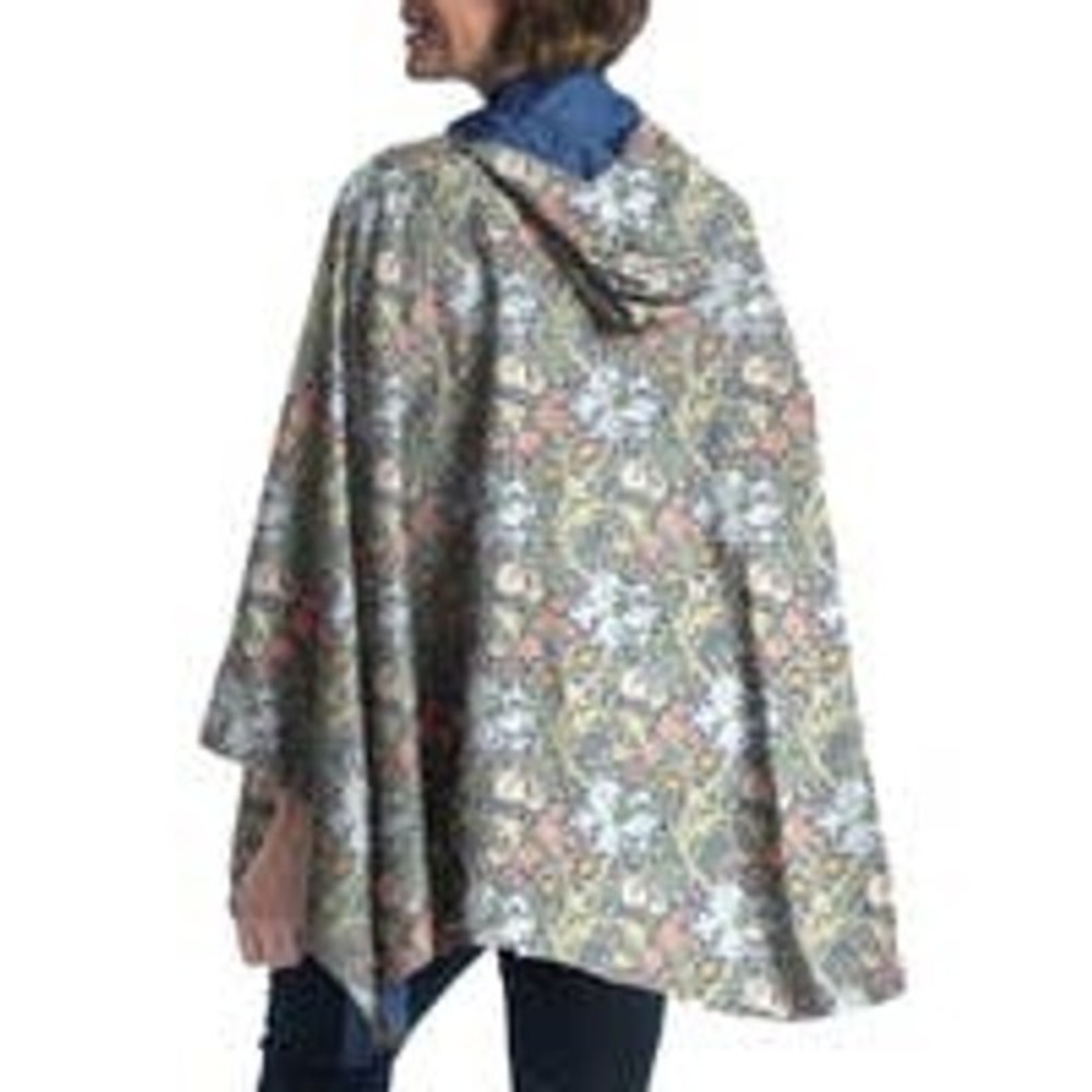 RainCaper William Morris Golden Lily Hooded Rain Poncho Reversible Blue Floral